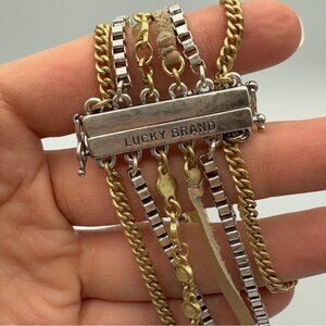 Lucky Brand Lucky Layers Boho Magnetic Cuff Bracelet in Earthtone 7in